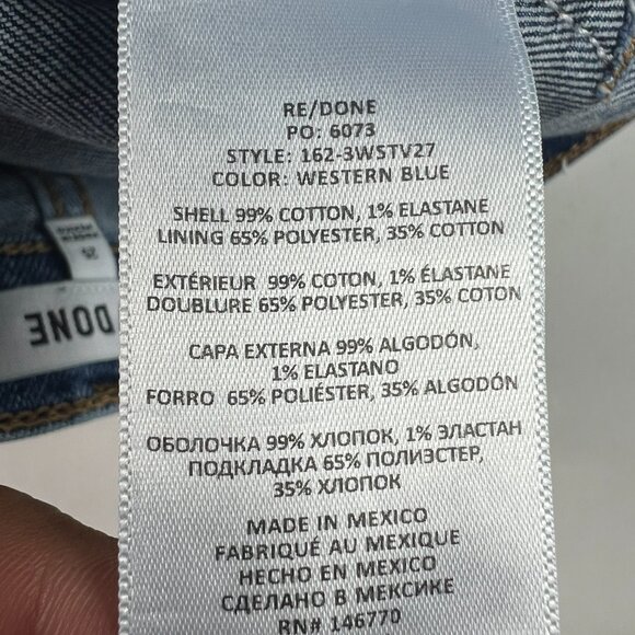 Re/Done Jean Women 25x26* 70s Stove Pipe High Rise Skinny Crop Blue Denim Tag 25 - Picture 9 of 16